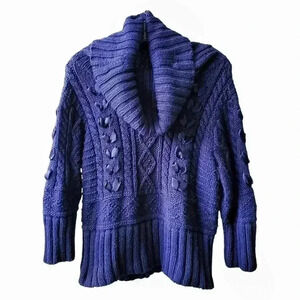 Ralph Lauren Denim & Supply Sweater Women L Navy Cable Knit Cowl